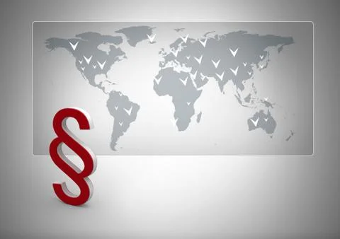 3D Section Symbol icon with world map Stock Illustration