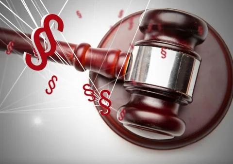 3D Section symbol icons and justice gavel Illustrazione stock