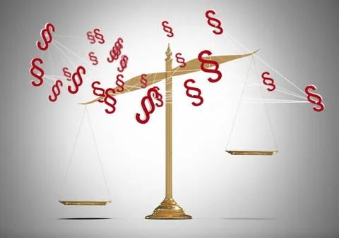 3D Section symbol icons and balance justice scale Illustrazione stock