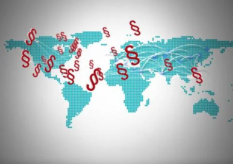 3D Section Symbol icons with world map Stock Illustration
