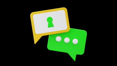 3D Secure Chat Encrypted Messaging Icon Animation, Alpha Channel Stock Footage 312625217