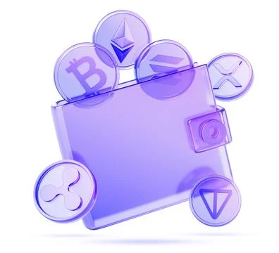 3d secure crypto wallet icon with bitcoin, ethereum and solana coins. Online Stock Illustration