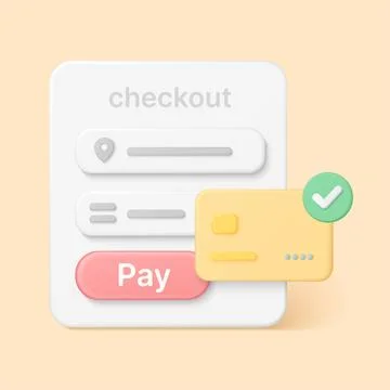 3D Secure Online Checkout Payment Process Vector Illustrazione stock