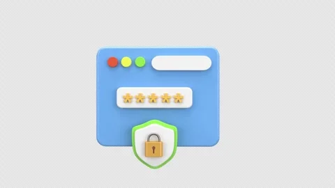 3D secure webpage with password field and shield lock icon representing enc.. Stock Footage 310603607