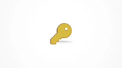 3D Security Access Key Icon Animated Loop on White Background 4K Stock Footage 347651023