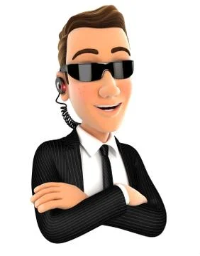3d security agent with arms crossed Stock Illustration