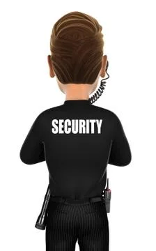 3d security agent back Illustrazione stock