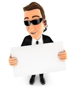 3d security agent holding a billboard Stock Illustration