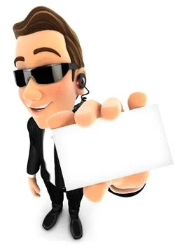 3d security agent holding company card Stock Illustration