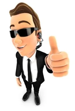 3d security agent positive pose with thumb up Stock Illustration