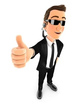3d security agent standing with thumb up Stock Illustration