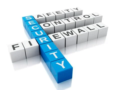 3d security concept. Crossword with letters. Stock Illustration
