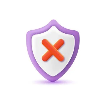 3d security not safety guarenteed shield check mark. Vector Stock Illustration
