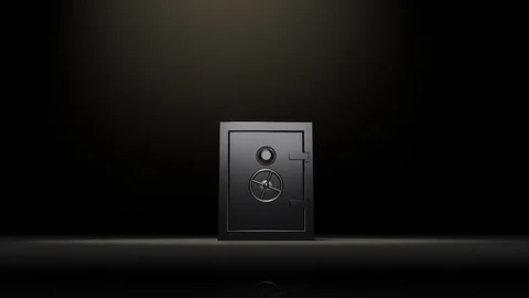 3D Security safe box with gold in Stock Footage 73734743