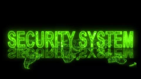 3d security system text technology earth map glowing green Stock Photos