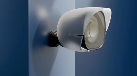 3D Security White Color Camera Render Image 3D Security Camera, Security Camera Stock Illustration