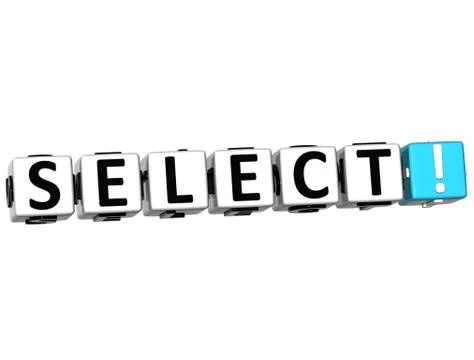 3d select button click here block text Stock Illustration