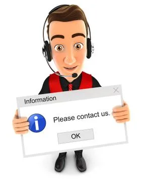 3d seller holding a computer message Illustrazione stock