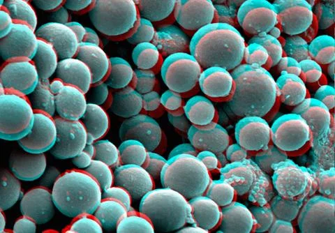 3D SEM image of moth balls, 8 degree tilt Stock Illustration