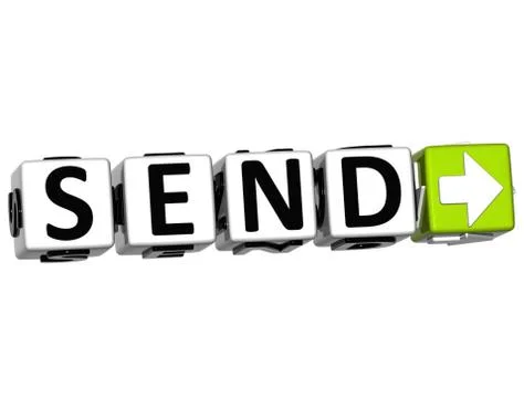 3d send navigation button cube text Stock Illustration