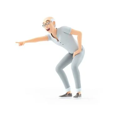 3d senior man mocking laughter Stock Illustration