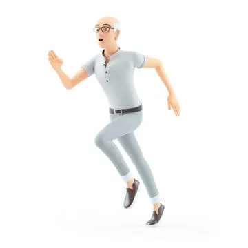 3d senior man running Stock Illustration
