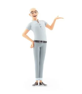3d senior man showing something with his hand Stock Illustration