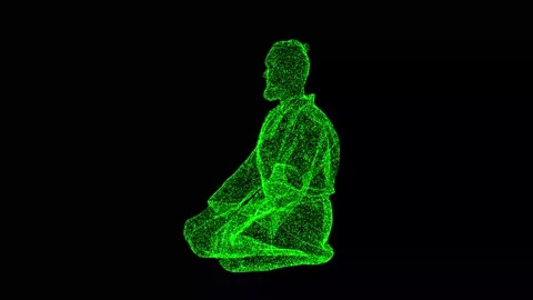3D Sensei rotates on black background. Warrior and Honor concept. Oriental Stock Footage 260897911