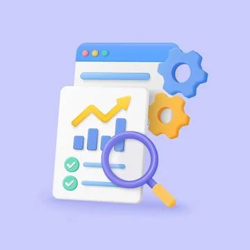 3D SEO Audit Analytics and Optimization Concept Illustrazione stock