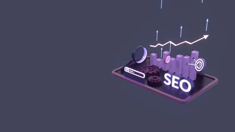 3D SEO Optimization and Analytics Animation with Copy Space for Text. Видео 313819073