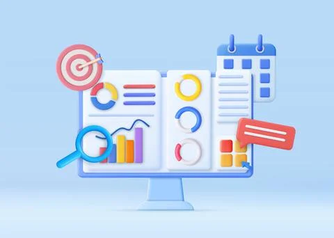 3D SEO Optimization, Illustrazione stock