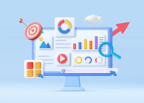 3D SEO Optimization, Stock Illustration