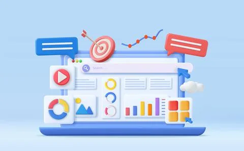 3D SEO Optimization, 스톡 일러스트