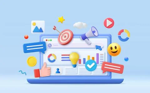 3D SEO Optimization, Stock Illustration