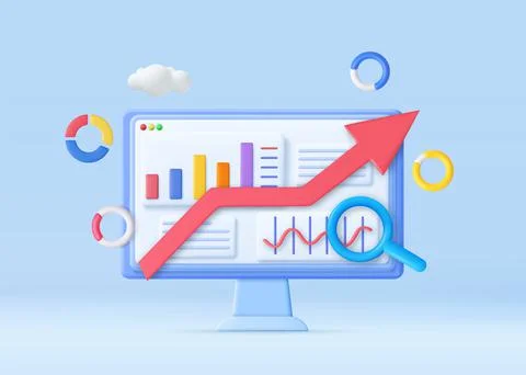 3D SEO Optimization, Illustrazione stock