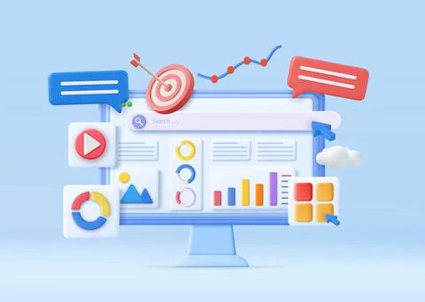 3D SEO Optimization, 스톡 일러스트