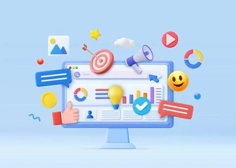 3D SEO Optimization, 스톡 일러스트