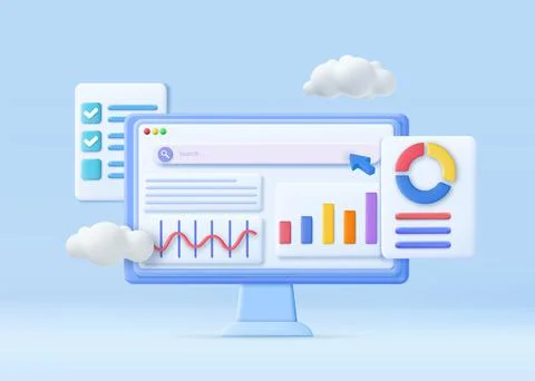 3D SEO Optimization, イラスト素材