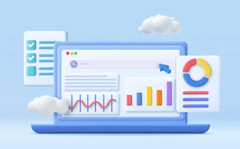 3D SEO Optimization, Illustrazione stock