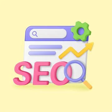 3D SEO Optimization Search Engine Concept Art Stock Illustration