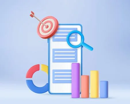 3D SEO Optimization, stock trading, Illustrazione stock