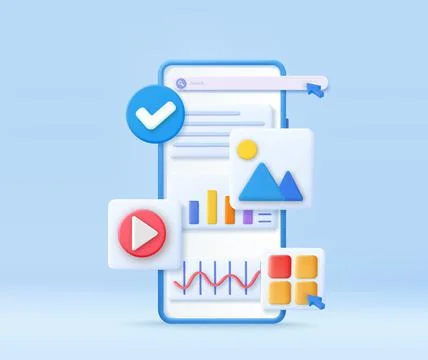 3D SEO Optimization, stock trading, Stock-Illustration