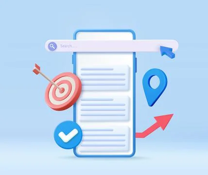 3D SEO Optimization, stock trading, Illustrazione stock