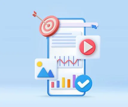 3D SEO Optimization, stock trading, Illustrazione stock