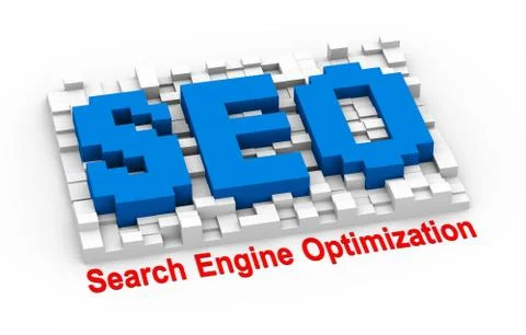 3d seo - search engine optimization pixel board 库存插图