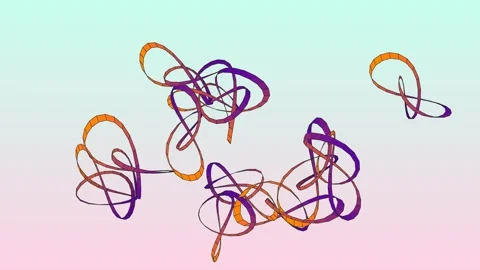 3D sequence depicting a cluster of intertwining, ribbon-like structures Stock-Footage 338206673