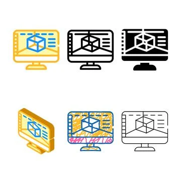 3d series software color icon vector Illustrazione stock