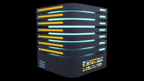 3D Server Animation Cloud Computing Green Screen Background Video stock 303381024