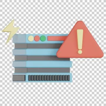 3d server icon with warning sign and empty states symbol alert in soft colors Stock Illustration