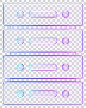 3D server rack icon in purple blue glass, representing database, hosting, a.. Stock Illustration